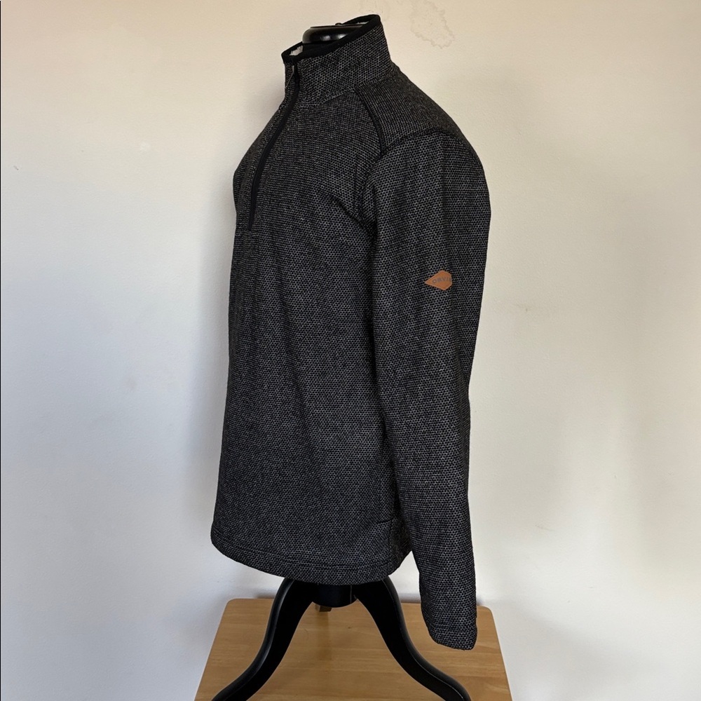 Orvis Faux Fur Lined Black Quarter-Zip Pullover Size Medium - Picture 2 of 12